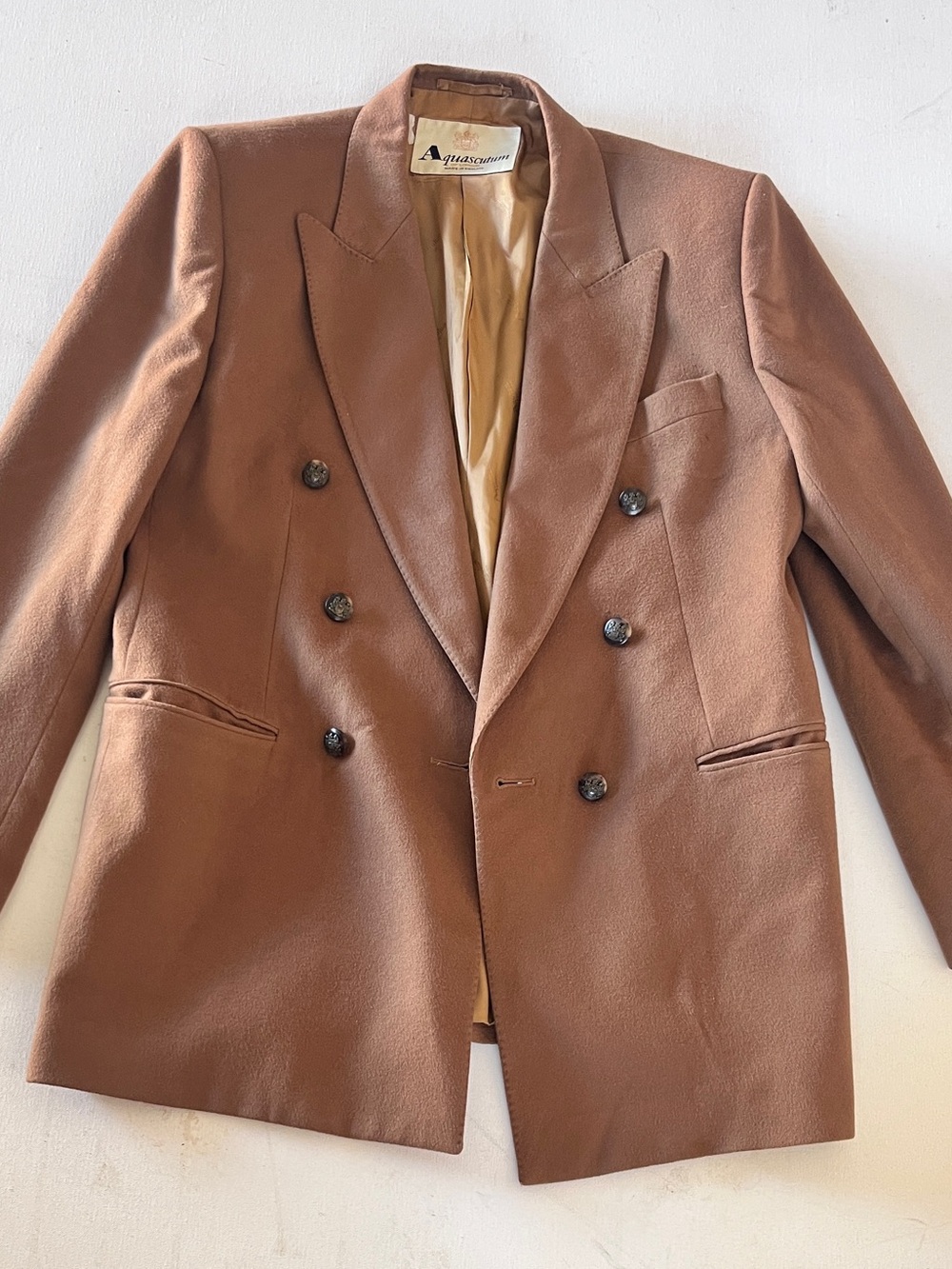 Aquascutum London Double-Breasted Brown Blazer